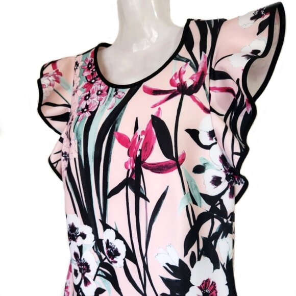Stunning Tommy Hilfiger Pink Floral Bodycon Dress Size 8 - Picture 2 of 11